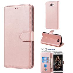 Retro Calf Matte Leather Wallet Phone Case for Samsung Galaxy J5 Prime - Pink