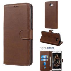 Retro Calf Matte Leather Wallet Phone Case for Samsung Galaxy J5 Prime - Brown