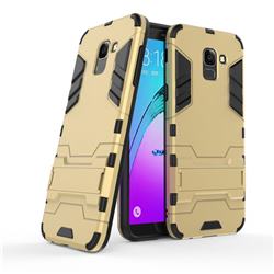 Armor Premium Tactical Grip Kickstand Shockproof Dual Layer Rugged Hard Cover for Samsung Galaxy J6 (2018) SM-J600F - Golden