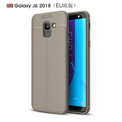 Luxury Auto Focus Litchi Texture Silicone TPU Back Cover for Samsung Galaxy J6 (2018) SM-J600F - Gray