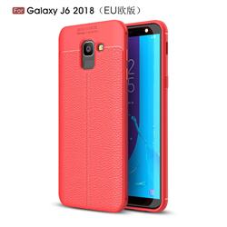 Luxury Auto Focus Litchi Texture Silicone TPU Back Cover for Samsung Galaxy J6 (2018) SM-J600F - Red