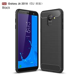 Luxury Carbon Fiber Brushed Wire Drawing Silicone TPU Back Cover for Samsung Galaxy J6 (2018) SM-J600F - Black