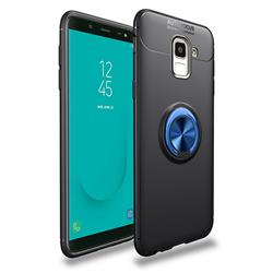 Auto Focus Invisible Ring Holder Soft Phone Case for Samsung Galaxy J6 (2018) SM-J600F - Black Blue