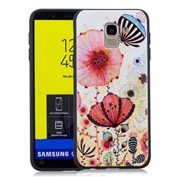Pink Flower 3D Embossed Relief Black Soft Back Cover for Samsung Galaxy J6 (2018) SM-J600F