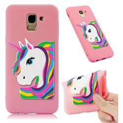 Rainbow Unicorn Soft 3D Silicone Case for Samsung Galaxy J6 (2018) SM-J600F - Pink