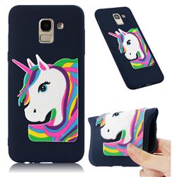 Rainbow Unicorn Soft 3D Silicone Case for Samsung Galaxy J6 (2018) SM-J600F - Navy