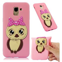 Bowknot Girl Owl Soft 3D Silicone Case for Samsung Galaxy J6 (2018) SM-J600F - Pink