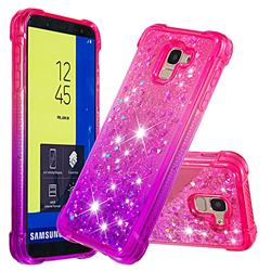 Rainbow Gradient Liquid Glitter Quicksand Sequins Phone Case for Samsung Galaxy J6 (2018) SM-J600F - Pink Purple