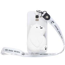 White Polar Bear Neck Lanyard Zipper Wallet Silicone Case for Samsung Galaxy J6 (2018) SM-J600F
