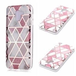 Pink Rhombus Galvanized Rose Gold Marble Phone Back Cover for Samsung Galaxy J6 (2018) SM-J600F