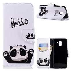 Hello Panda Leather Wallet Case for Samsung Galaxy J6 (2018) SM-J600F