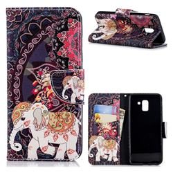Totem Flower Elephant Leather Wallet Case for Samsung Galaxy J6 (2018) SM-J600F
