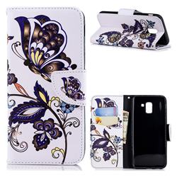 Butterflies and Flowers Leather Wallet Case for Samsung Galaxy J6 (2018) SM-J600F