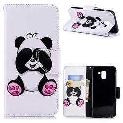 Lovely Panda Leather Wallet Case for Samsung Galaxy J6 (2018) SM-J600F