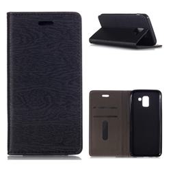 Tree Bark Pattern Automatic suction Leather Wallet Case for Samsung Galaxy J6 (2018) SM-J600F - Black