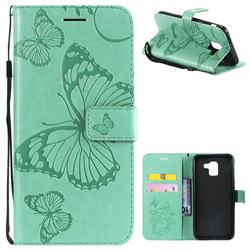 Embossing 3D Butterfly Leather Wallet Case for Samsung Galaxy J6 (2018) SM-J600F - Green