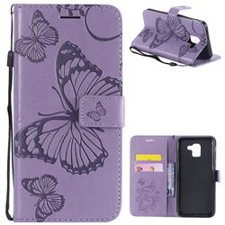 Embossing 3D Butterfly Leather Wallet Case for Samsung Galaxy J6 (2018) SM-J600F - Purple