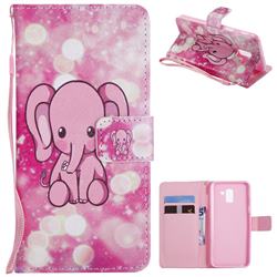 Pink Elephant PU Leather Wallet Case for Samsung Galaxy J6 (2018) SM-J600F