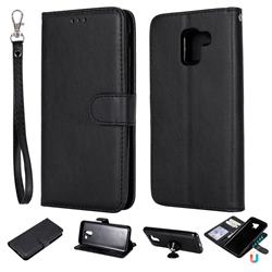 Retro Greek Detachable Magnetic PU Leather Wallet Phone Case for Samsung Galaxy J6 (2018) SM-J600F - Black