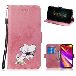 Retro Leather Phone Wallet Case with Aluminum Alloy Patch for Samsung Galaxy J6 (2018) SM-J600F - Pink