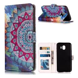 Mandala Flower 3D Relief Oil PU Leather Wallet Case for Samsung Galaxy J6 (2018) SM-J600F