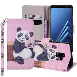 Happy Panda 3D Painted Leather Phone Wallet Case Cover for Samsung Galaxy J6 (2018) SM-J600F