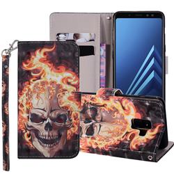 Flame Skull 3D Painted Leather Phone Wallet Case Cover for Samsung Galaxy J6 (2018) SM-J600F
