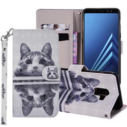 Mirror Cat 3D Painted Leather Phone Wallet Case Cover for Samsung Galaxy J6 (2018) SM-J600F