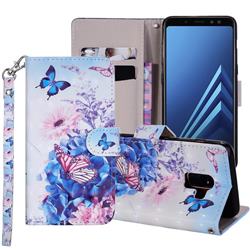 Pansy Butterfly 3D Painted Leather Phone Wallet Case Cover for Samsung Galaxy J6 (2018) SM-J600F