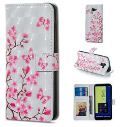 Butterfly Sakura Flower 3D Painted Leather Phone Wallet Case for Samsung Galaxy J6 (2018) SM-J600F