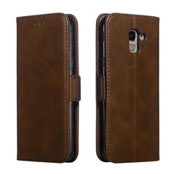 Retro Classic Calf Pattern Leather Wallet Phone Case for Samsung Galaxy J6 (2018) SM-J600F - Brown