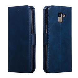 Retro Classic Calf Pattern Leather Wallet Phone Case for Samsung Galaxy J6 (2018) SM-J600F - Blue