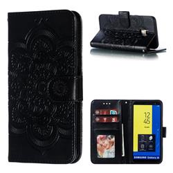 Intricate Embossing Datura Solar Leather Wallet Case for Samsung Galaxy J6 (2018) SM-J600F - Black