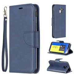 Classic Sheepskin PU Leather Phone Wallet Case for Samsung Galaxy J6 (2018) SM-J600F - Blue