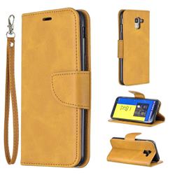 Classic Sheepskin PU Leather Phone Wallet Case for Samsung Galaxy J6 (2018) SM-J600F - Yellow