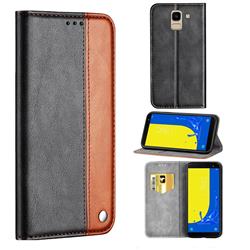 Classic Business Ultra Slim Magnetic Sucking Stitching Flip Cover for Samsung Galaxy J6 (2018) SM-J600F - Brown