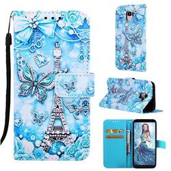 Tower Butterfly Matte Leather Wallet Phone Case for Samsung Galaxy J6 (2018) SM-J600F