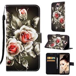 Black Rose Matte Leather Wallet Phone Case for Samsung Galaxy J6 (2018) SM-J600F