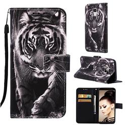 Black and White Tiger Matte Leather Wallet Phone Case for Samsung Galaxy J6 (2018) SM-J600F