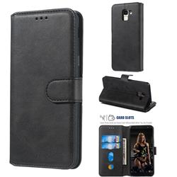 Retro Calf Matte Leather Wallet Phone Case for Samsung Galaxy J6 (2018) SM-J600F - Black