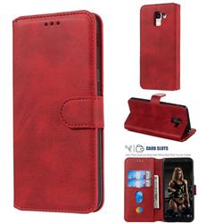 Retro Calf Matte Leather Wallet Phone Case for Samsung Galaxy J6 (2018) SM-J600F - Red
