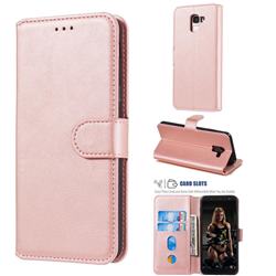 Retro Calf Matte Leather Wallet Phone Case for Samsung Galaxy J6 (2018) SM-J600F - Pink