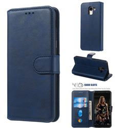 Retro Calf Matte Leather Wallet Phone Case for Samsung Galaxy J6 (2018) SM-J600F - Blue