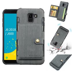 Brush Multi-function Leather Phone Case for Samsung Galaxy J6 (2018) SM-J600F - Gray