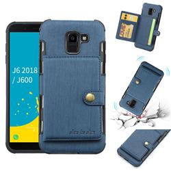 Brush Multi-function Leather Phone Case for Samsung Galaxy J6 (2018) SM-J600F - Blue