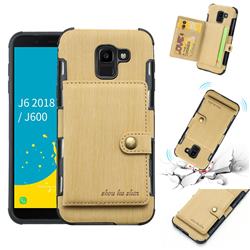 Brush Multi-function Leather Phone Case for Samsung Galaxy J6 (2018) SM-J600F - Golden