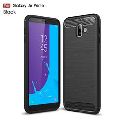 Luxury Carbon Fiber Brushed Wire Drawing Silicone TPU Back Cover for Samsung Galaxy J6 Plus / J6 Prime - Black