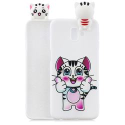 Cute Pink Kitten Soft 3D Climbing Doll Soft Case for Samsung Galaxy J6 Plus / J6 Prime