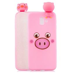 Small Pink Pig Soft 3D Climbing Doll Soft Case for Samsung Galaxy J6 Plus / J6 Prime