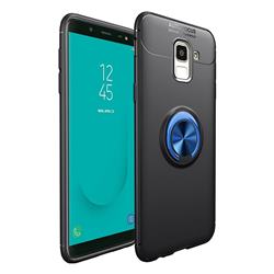 Auto Focus Invisible Ring Holder Soft Phone Case for Samsung Galaxy J6 Plus / J6 Prime - Black Blue